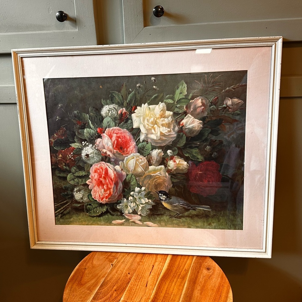 "Fragrance in Bloom" Lithograph By Jean-Baptiste Robi 1940s Matted/Framed 21x25